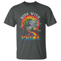Funny Halloween LGBT T Shirt Ride With Pride Witch Rainbow Spooky And Pride - Wonder Print Shop