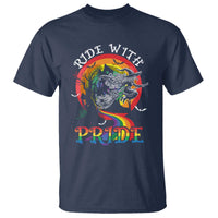Funny Halloween LGBT T Shirt Ride With Pride Witch Rainbow Spooky And Pride - Wonder Print Shop