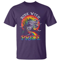 Funny Halloween LGBT T Shirt Ride With Pride Witch Rainbow Spooky And Pride - Wonder Print Shop