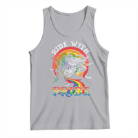 Funny Halloween LGBT Tank Top Ride With Pride Witch Rainbow Spooky And Pride