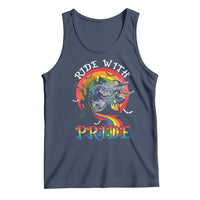 Funny Halloween LGBT Tank Top Ride With Pride Witch Rainbow Spooky And Pride