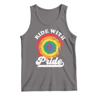 Funny Halloween LGBT Tank Top Ride With Pride Witch Rainbow