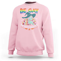 Funny Halloween LGBT Sweatshirt Be Gay Do Witchcraft Rainbow Witch - Wonder Print Shop