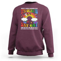 LGBT Ally Sweatshirt Its Ok To Say Gay Come Out Groovy Rainbow - Wonder Print Shop