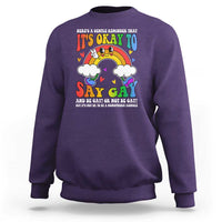 LGBT Ally Sweatshirt Its Ok To Say Gay Come Out Groovy Rainbow - Wonder Print Shop