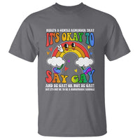 LGBT Ally T Shirt Its Ok To Say Gay Come Out Groovy Rainbow - Wonder Print Shop