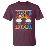 LGBT Ally T Shirt Its Ok To Say Gay Come Out Groovy Rainbow - Wonder Print Shop