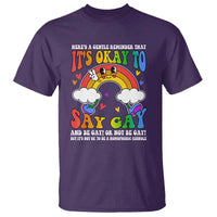 LGBT Ally T Shirt Its Ok To Say Gay Come Out Groovy Rainbow - Wonder Print Shop