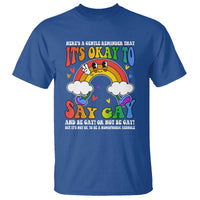 LGBT Ally T Shirt Its Ok To Say Gay Come Out Groovy Rainbow - Wonder Print Shop
