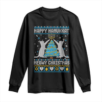 Hanukkah Christmas Cat Long Sleeve Shirt Happy Hanukkat Meowy Christmas