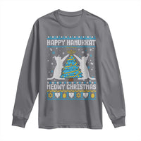 Hanukkah Christmas Cat Long Sleeve Shirt Happy Hanukkat Meowy Christmas