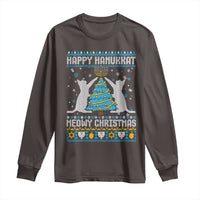 Hanukkah Christmas Cat Long Sleeve Shirt Happy Hanukkat Meowy Christmas