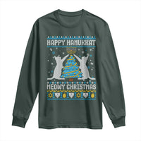 Hanukkah Christmas Cat Long Sleeve Shirt Happy Hanukkat Meowy Christmas