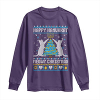 Hanukkah Christmas Cat Long Sleeve Shirt Happy Hanukkat Meowy Christmas