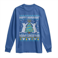 Hanukkah Christmas Cat Long Sleeve Shirt Happy Hanukkat Meowy Christmas