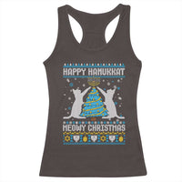 Hanukkah Christmas Cat Racerback Tank Top Happy Hanukkat Meowy Christmas