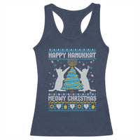 Hanukkah Christmas Cat Racerback Tank Top Happy Hanukkat Meowy Christmas
