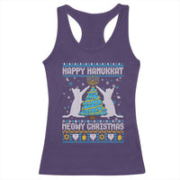 Hanukkah Christmas Cat Racerback Tank Top Happy Hanukkat Meowy Christmas