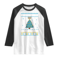 Hanukkah Christmas Cat Raglan Shirt Happy Hanukkat Meowy Christmas