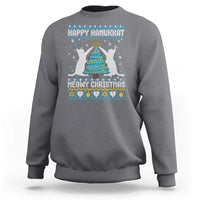 Hanukkah Christmas Cat Sweatshirt Happy Hanukkat Meowy Christmas - Wonder Print Shop