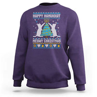 Hanukkah Christmas Cat Sweatshirt Happy Hanukkat Meowy Christmas - Wonder Print Shop