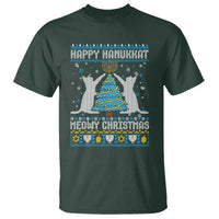 Hanukkah Christmas Cat T Shirt Happy Hanukkat Meowy Christmas - Wonder Print Shop