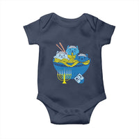 Funny Hanukkah Cat Baby Onesie Kawaii Cat Eating Ramen Anime Jewish Kitten