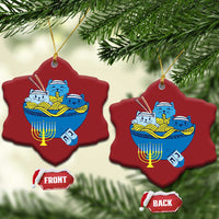 Funny Hanukkah Cat Christmas Ornament Kawaii Cat Eating Ramen Anime Jewish Kitten - Wonder Print Shop