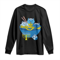 Funny Hanukkah Cat Long Sleeve Shirt Kawaii Cat Eating Ramen Anime Jewish Kitten