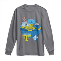 Funny Hanukkah Cat Long Sleeve Shirt Kawaii Cat Eating Ramen Anime Jewish Kitten