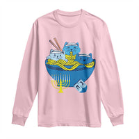 Funny Hanukkah Cat Long Sleeve Shirt Kawaii Cat Eating Ramen Anime Jewish Kitten
