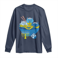 Funny Hanukkah Cat Long Sleeve Shirt Kawaii Cat Eating Ramen Anime Jewish Kitten