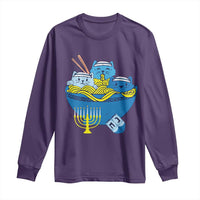 Funny Hanukkah Cat Long Sleeve Shirt Kawaii Cat Eating Ramen Anime Jewish Kitten