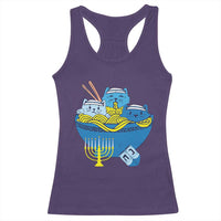 Funny Hanukkah Cat Racerback Tank Top Kawaii Cat Eating Ramen Anime Jewish Kitten
