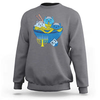 Funny Hanukkah Cat Sweatshirt Kawaii Cat Eating Ramen Anime Jewish Kitten - Wonder Print Shop