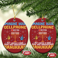 Funny Hanukkah Christmas Ornament Imagine Cellphone Was At 10 Percent - Wonder Print Shop