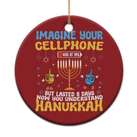 Funny Hanukkah Christmas Ornament Imagine Cellphone Was At 10 Percent - Wonder Print Shop