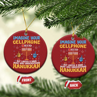 Funny Hanukkah Christmas Ornament Imagine Cellphone Was At 10 Percent - Wonder Print Shop