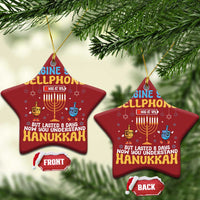 Funny Hanukkah Christmas Ornament Imagine Cellphone Was At 10 Percent - Wonder Print Shop