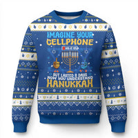 Funny Hanukkah Ugly Sweater Imagine Cellphone Was At 10 Percent - Wonder Print Shop