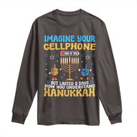 Funny Hanukkah Long Sleeve Shirt Imagine Cellphone Was At 10 Percent