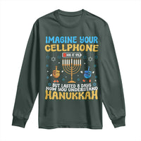 Funny Hanukkah Long Sleeve Shirt Imagine Cellphone Was At 10 Percent