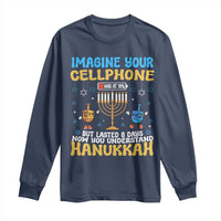 Funny Hanukkah Long Sleeve Shirt Imagine Cellphone Was At 10 Percent