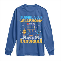 Funny Hanukkah Long Sleeve Shirt Imagine Cellphone Was At 10 Percent