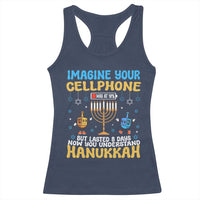 Funny Hanukkah Racerback Tank Top Imagine Cellphone Was At 10 Percent