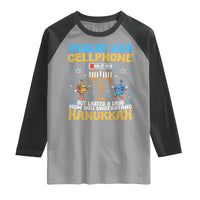 Funny Hanukkah Raglan Shirt Imagine Cellphone Was At 10 Percent