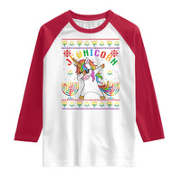 Funny Hanukkah Raglan Shirt Jewnicorn Jewish Unicorn Rainbow