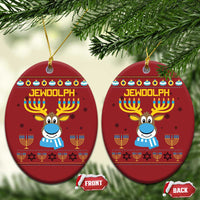 Funny Hanukkah Christmas Ornament Jewdolph Jewish Reindeer Menorah - Wonder Print Shop