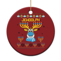 Funny Hanukkah Christmas Ornament Jewdolph Jewish Reindeer Menorah - Wonder Print Shop