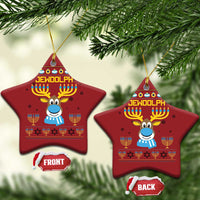 Funny Hanukkah Christmas Ornament Jewdolph Jewish Reindeer Menorah - Wonder Print Shop